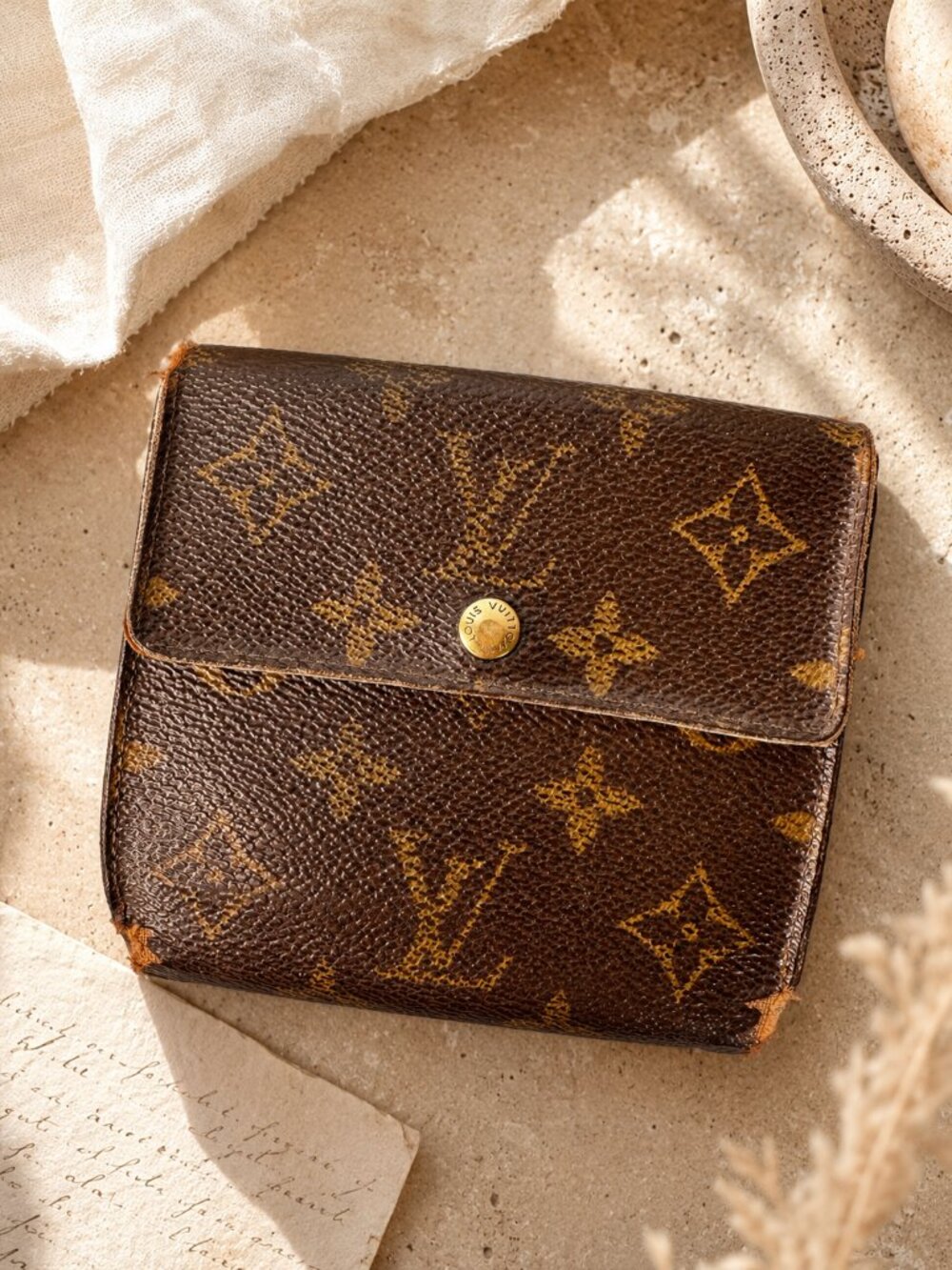 Louis Vuitton Malletier Wallet Brown Leather LV Monogram